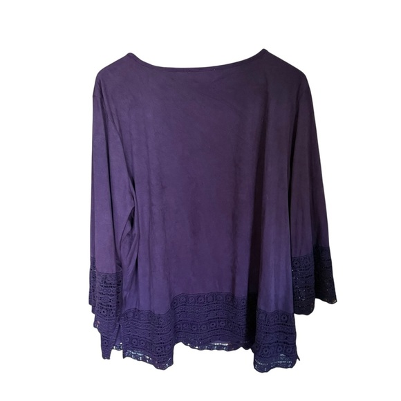 Coldwater Creek Purple Women’s 3/4 sleeve Velour Tunic Lagenlook Arttsy 2X 20/22 - Picture 5 of 11